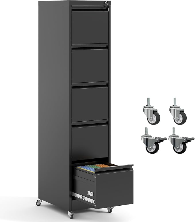 IKIMI 5 Drawer Locking File Cabinet