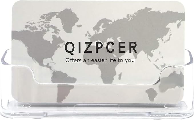 Qizpcer 4 Pack Clear Plastic Business Card Holder, Acrylic Business Card Display — view 5