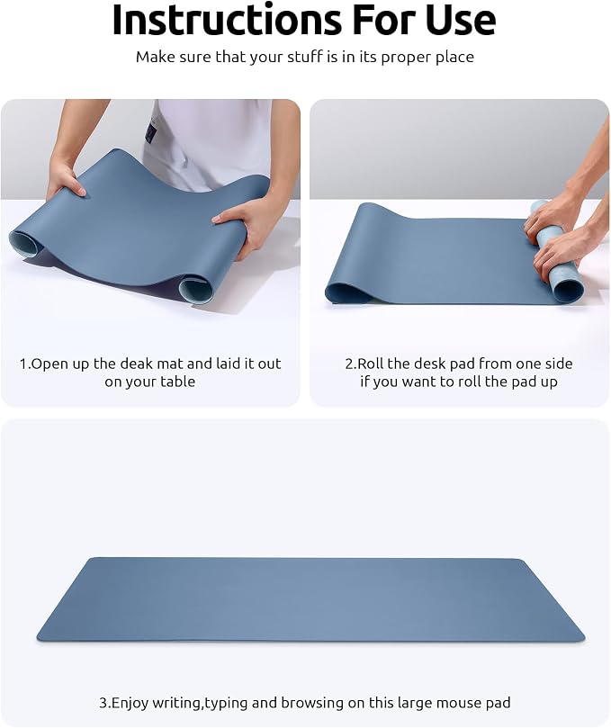 YSAGi Leather Desk Protector, Office Mat, Large Mouse Mat, Non-Slip PU Leather — view 9