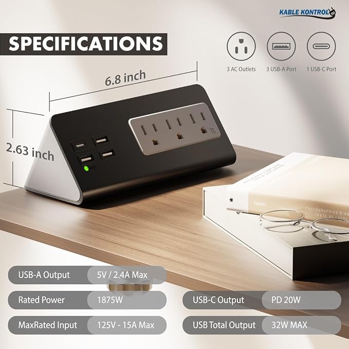 Kable Kontrol Desk Clamp Power Strip — view 2