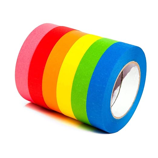 COSIMIXO 6-Pack Colored Masking Tape 0.94 Inch x 60yds of Colorful Craft Tape – — view 6