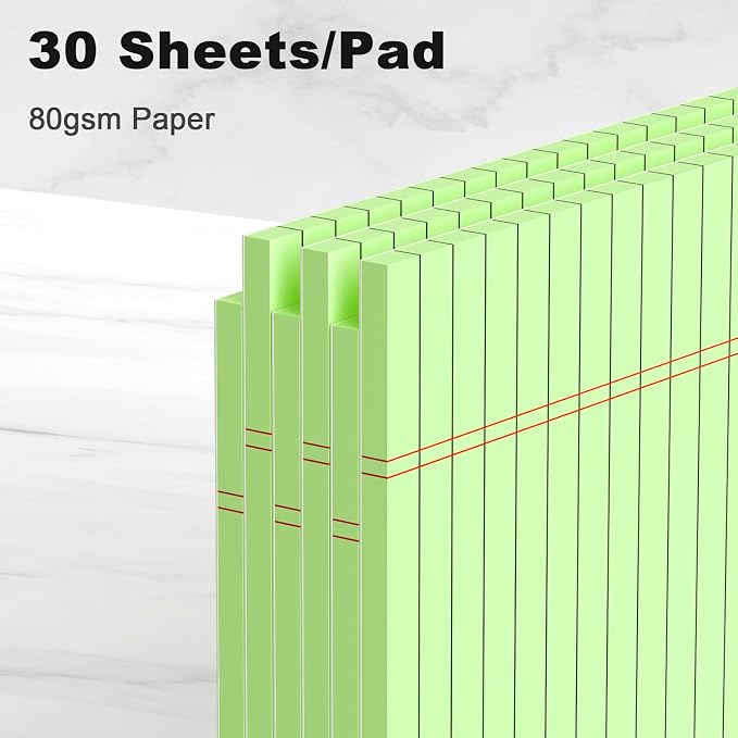 AILZFEI Green Legal Pad Note Pads 8.5 x 11 inch, Wide Ruled Clear Print Writing — view 3