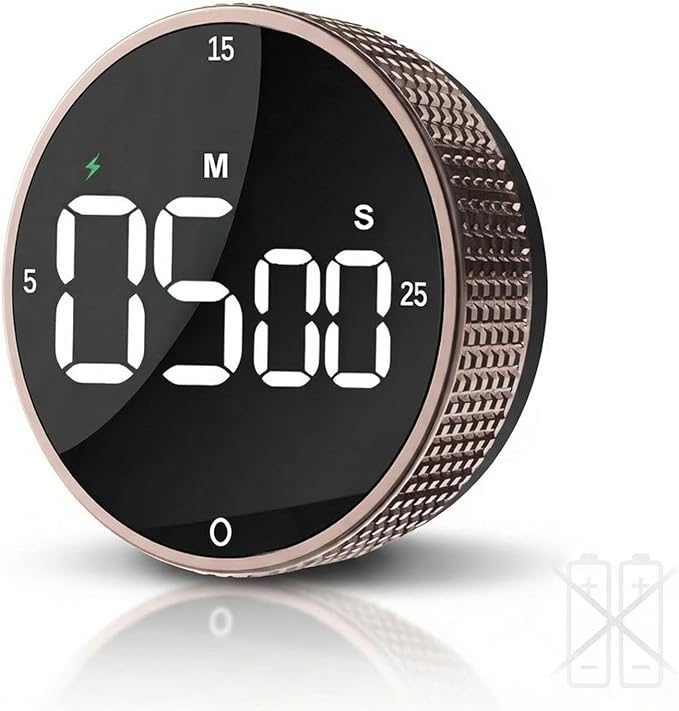 Rechargeable Magnetic Kitchen Timer, LED Countdown/Up Timer, Supports USB-C