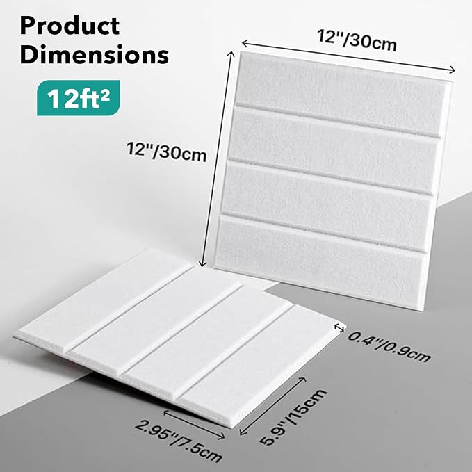 Lunarthos Felt Wall Tiles, 12 Pack 12"x12"x0.4" Cork Borad Tiles — view 2