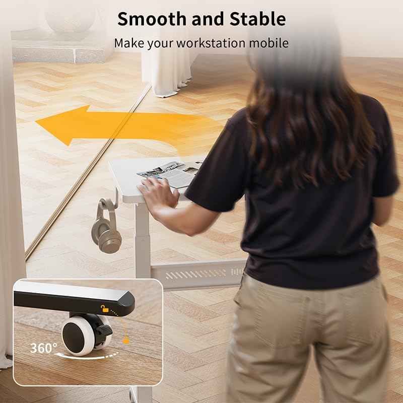 HitGo Mobile Standing Desk with Wheels,Pneumatic Height Adjustable Desk — view 6