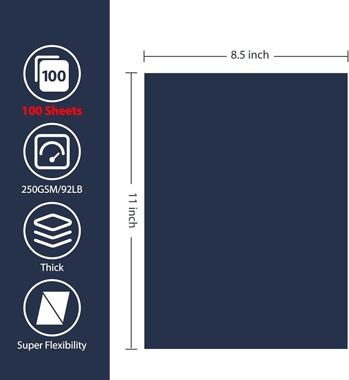 OcePor 100 Sheets Navy Blue Cardstock Paper, Colored Printer Paper 8.5 x 11 — view 2