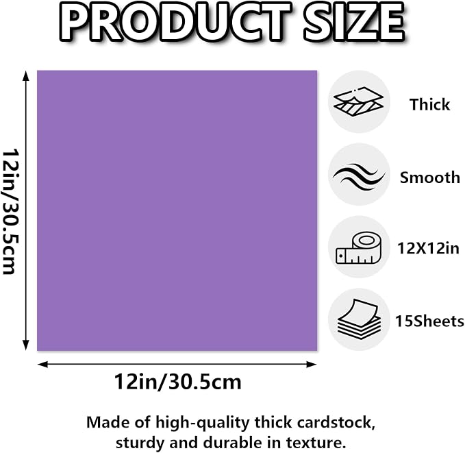 15 Sheets Purple Cardstock 12"x12", 250gsm/90lb Heavyweight Cover Cardstock — view 2