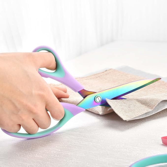 Zicolu Craft Scissors Set of 3 pack, Sharp Rainbow Titanium Coating All Purpose — view 5