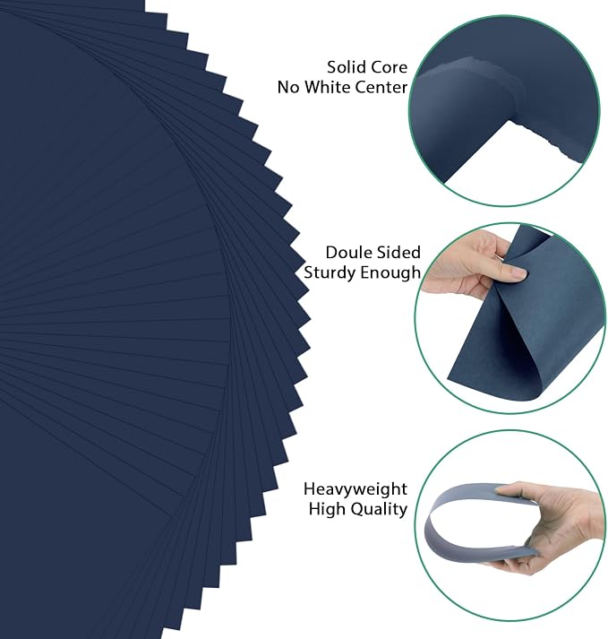 OcePor 100 Sheets Navy Blue Cardstock Paper, Colored Printer Paper 8.5 x 11 — view 3