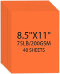 Cardstock 8.5 X 11, 40 Sheets, Pumpkin Orange Card Stock, 75lb/ 200gsm Orange