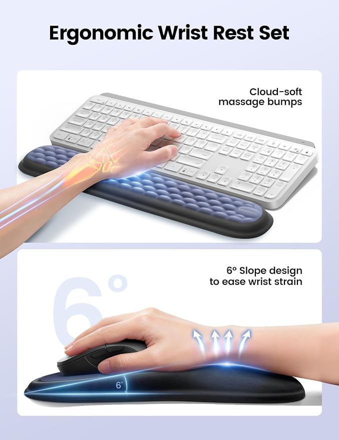 meatanty Keyboard and Mouse Pad Wrist Rest Set, Ergonomic Wrist Pad Support — view 3