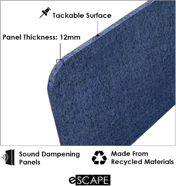 Escape 12" Freestanding Desk Divider | Eco-Friendly Acoustic Privacy Screen | — view 5