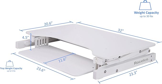 Rocelco 32" Height Adjustable Standing Desk Converter — view 3