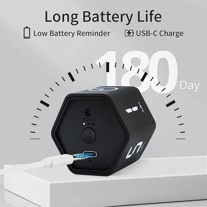 Productivity Timer Flip Gravity Sensor Cube Timer Countdown & Countup, Mute & — view 5