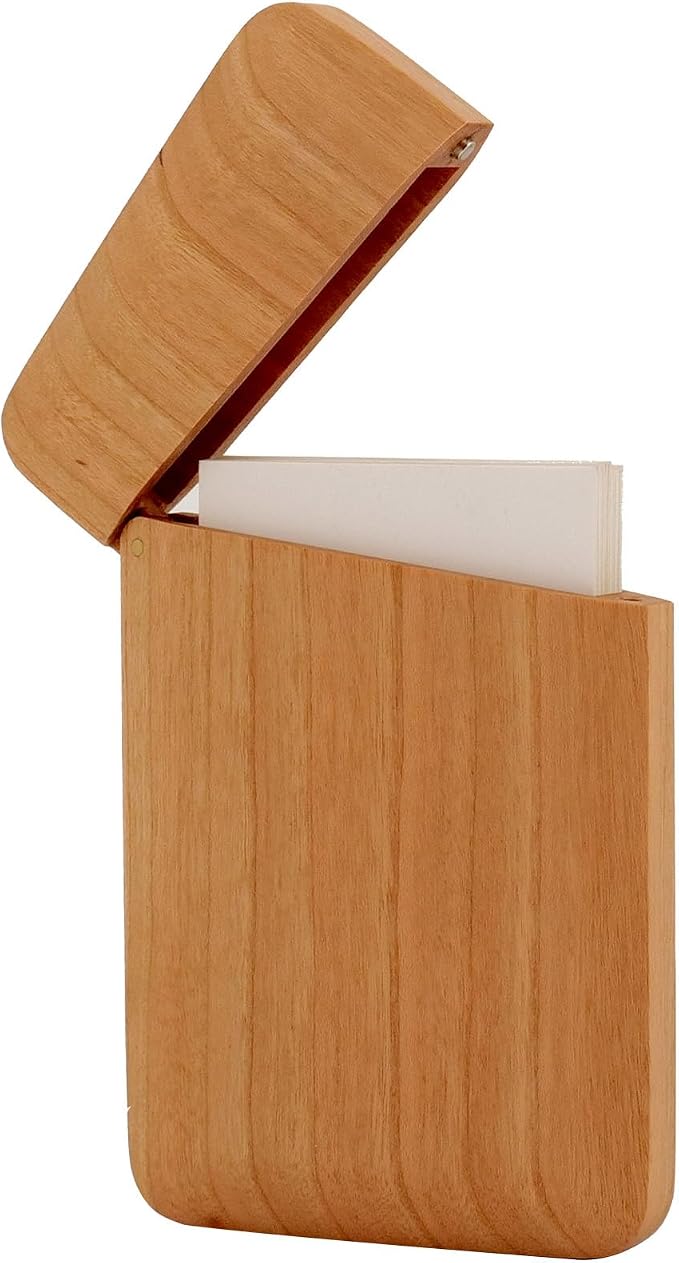 Yookin Wood Business Card Holder Wooden Magnetic Business Card Case Portable