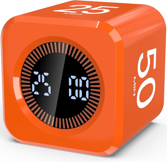 Digital Pomodoro Timer Cube 5/10/25/50min, Visual Productivity Flip Timer