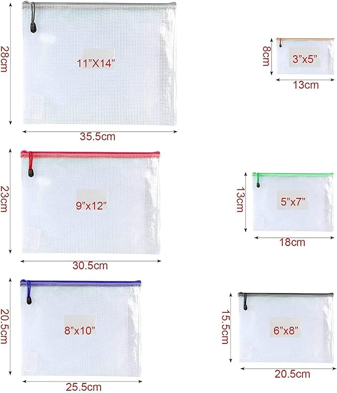 Oaimyy-18 Pcs, Large Mesh Zipper Pouch Document Folders Bag Plastic Zip File — view 4