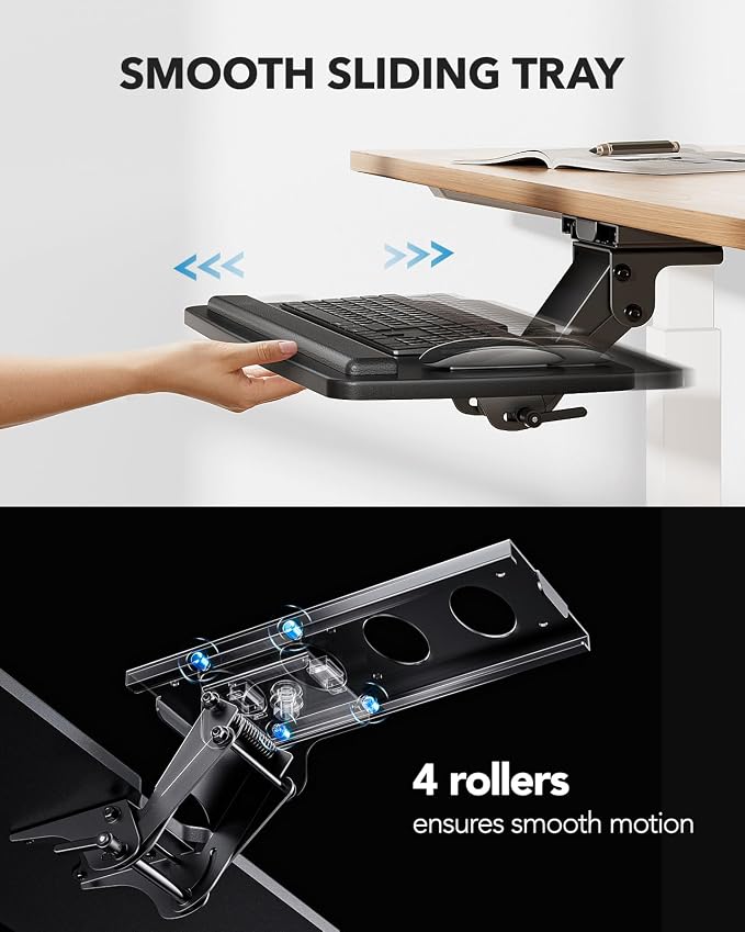HUANUO Keyboard Tray Under Desk, 360 Adjustable Ergonomic Sliding Keyboard & — view 7