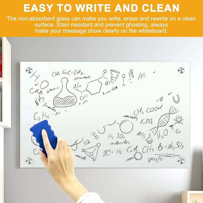 H-Qprobd Glass Whiteboard 36"x24" Magnetic Dry Erase White Board — view 5