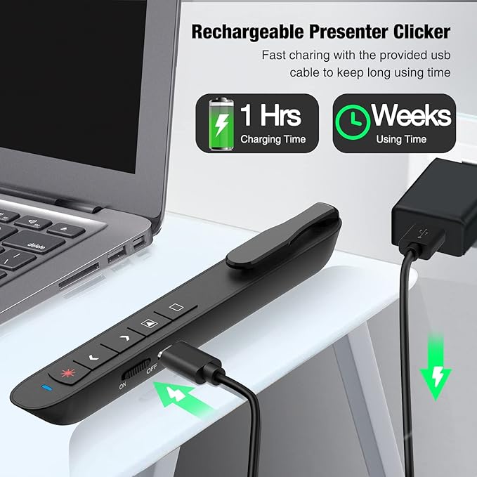 Presentation Clicker Green Laser Pointer, Rechargeable PowerPoint Clicker — view 4