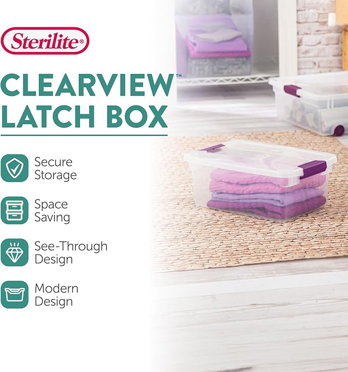 Sterilite 36-Pack 15 Quart Clearview Latch Box, Stackable Organizer Bins — view 2
