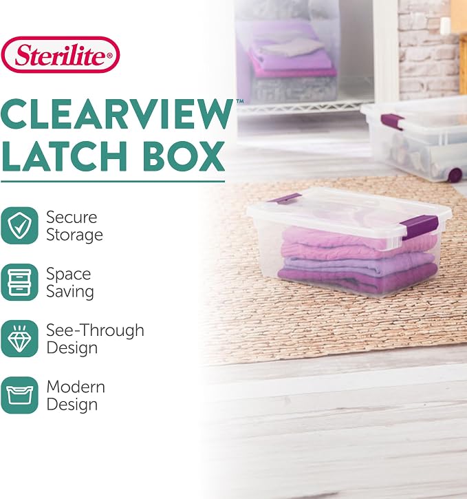 Sterilite 24-Pack ClearView Latch Box, Stackable Storage Organizer Bins — view 2
