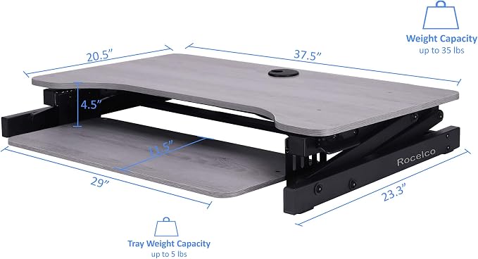 Rocelco 37.5" Height Adjustable Standing Desk Converter — view 3
