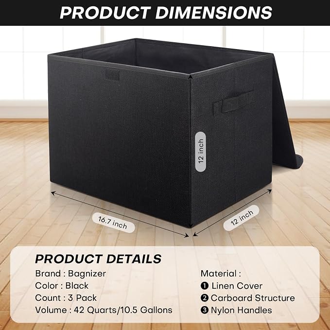 Bagnizer Large 17" 42 Quarts Collapsible Stackable Storage Bins — view 2