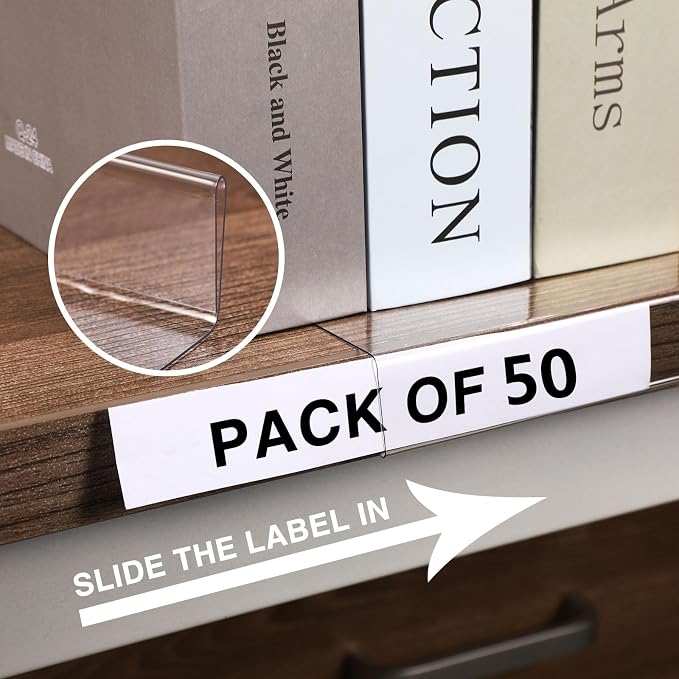 Containlol 50 Pcs Moveable Shelf Label Holders — view 6