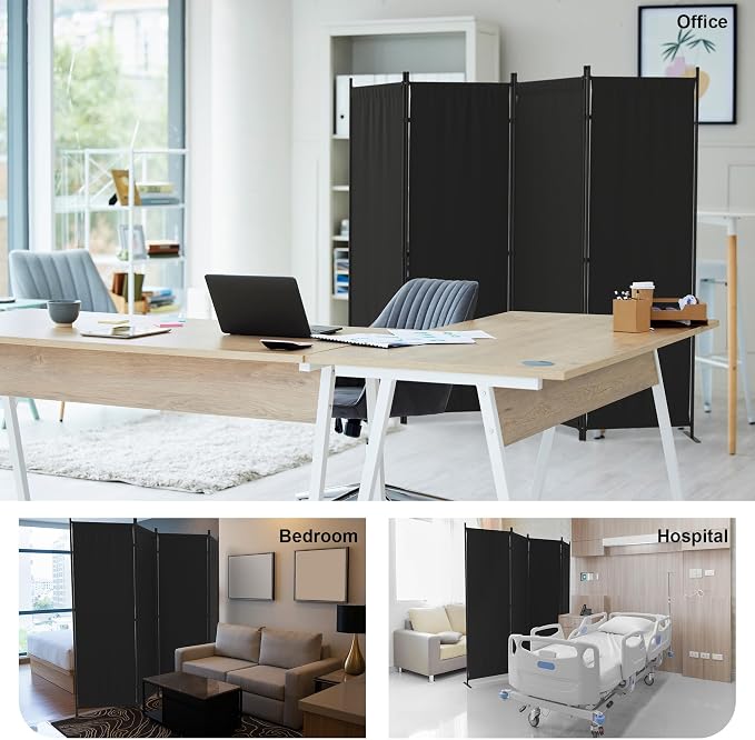 Kecreque Room Divider 4 Panel Partition Room Dividers & Folding Privacy Screens — view 7