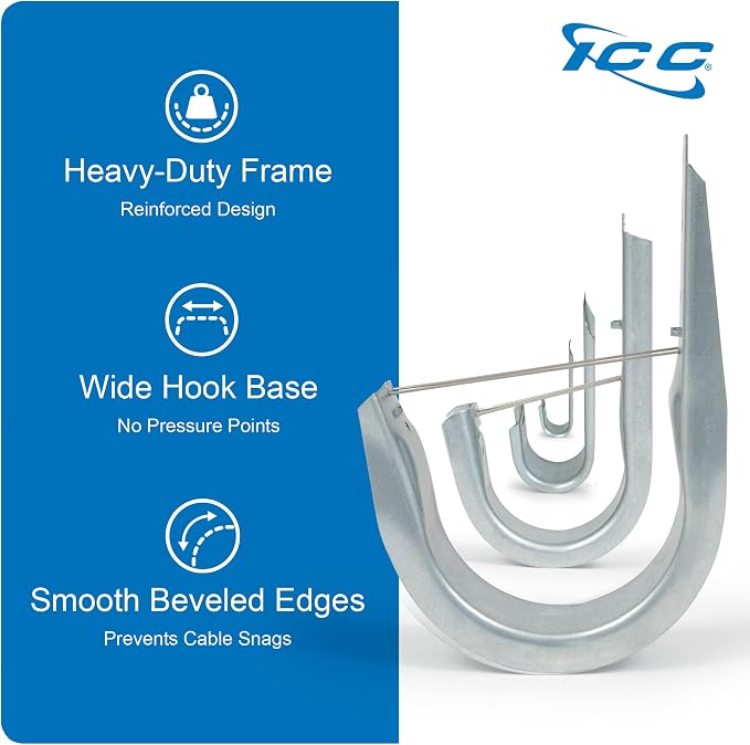 ICC 2-Inch Wall Mount J-Hook – 25-Pack, Cable Support Hooks — view 8