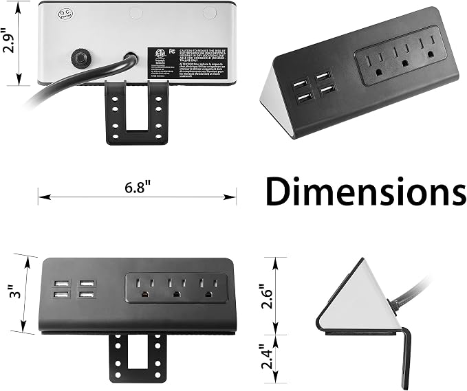 Desk Edge Mount Power Strips — view 7