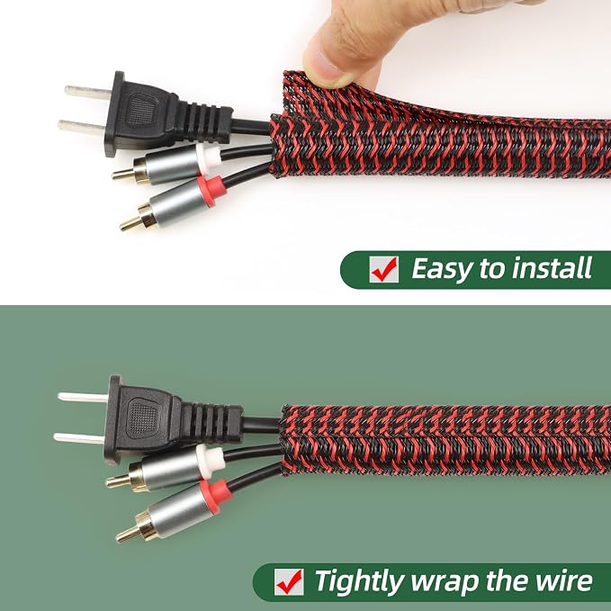Split Wire Loom Tubing, Cable Protector Sleeve, Braided Cable Management — view 2