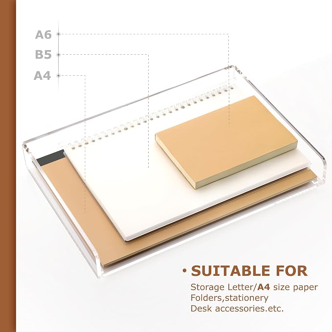 SANRUI 4 Tier Clear Desk Paper Letter Organizer Trays, A4 Stackable File — view 7