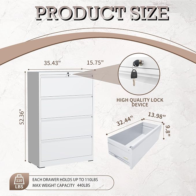 mysteeldepot 4 Drawer Lateral File Cabinet — view 3