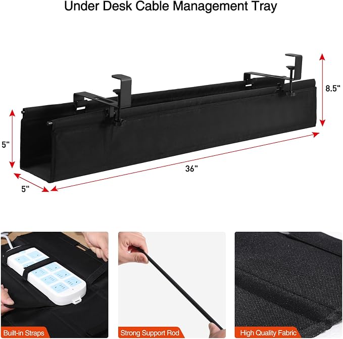 MAXECHO Under Desk Cable Management Tray 36" — view 2
