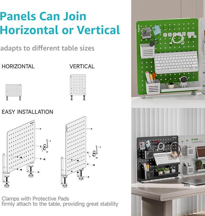 PEGZONE Clamp-on Desk Pegboard, Desk Organizer — view 2