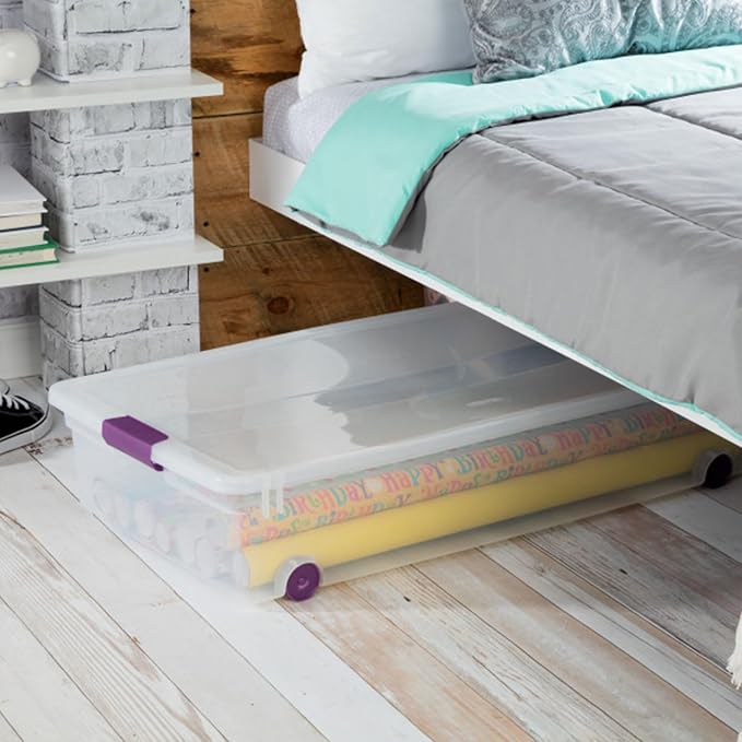 Sterilite 16-Pack 60 Quart ClearView Latch Box, Wheeled Underbed Organizer Bins — view 5