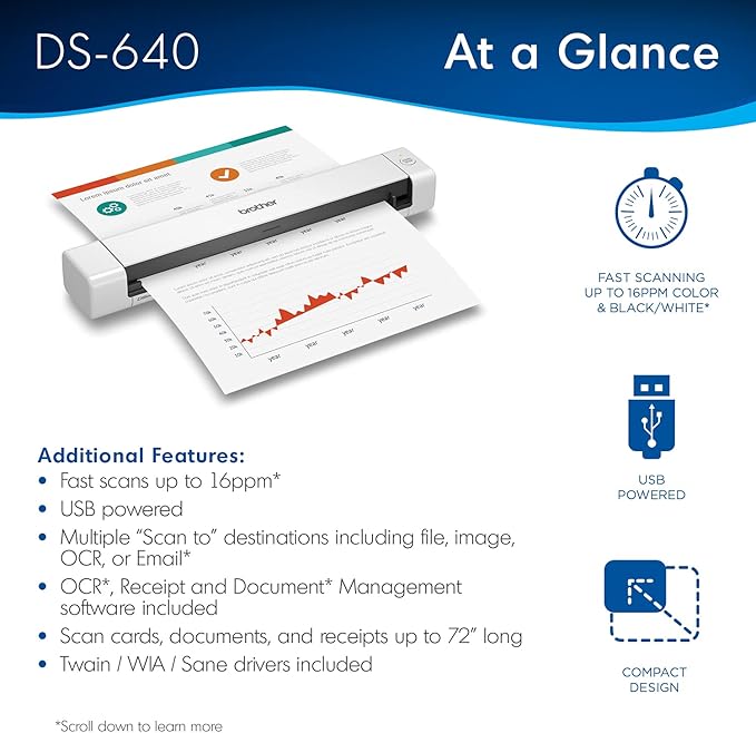 Brother DS-640 Compact Mobile Document Scanner — view 2