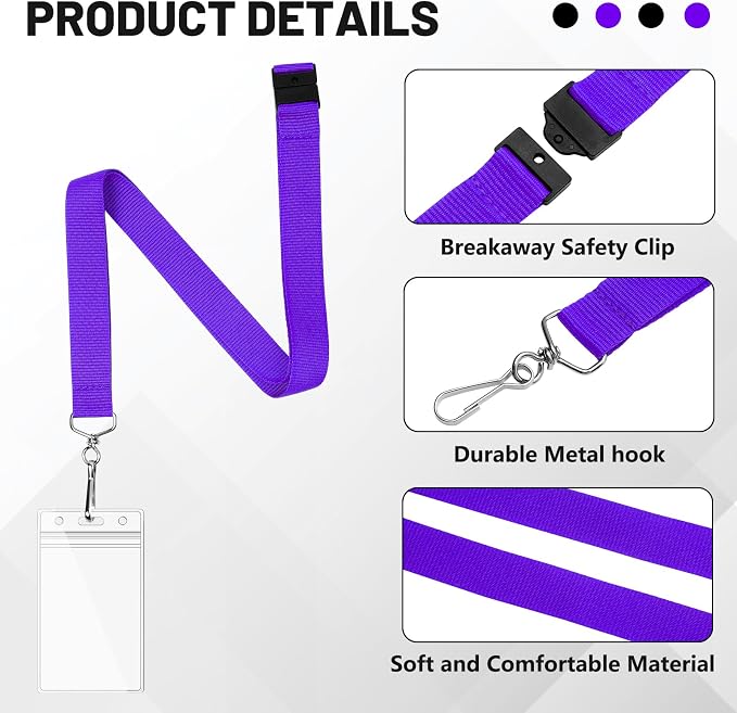24-Pack Purple Breakaway Lanyards — view 4
