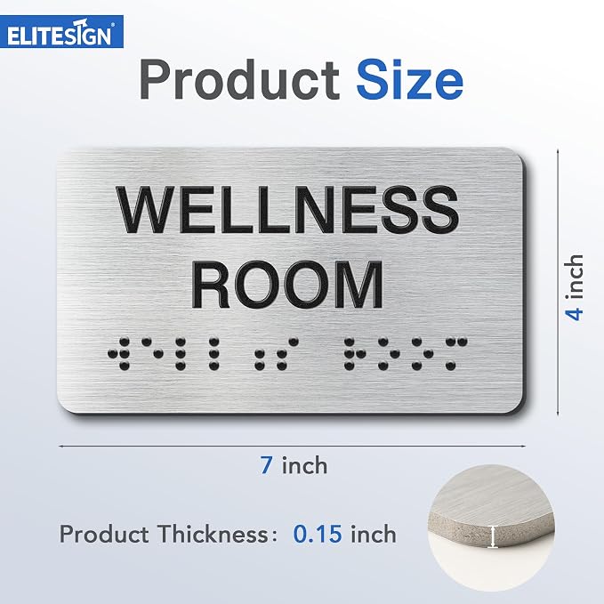 Storage Room Signs with Raised Text & Grade 2 Braille, Brushed Aluminum/Silver — view 4