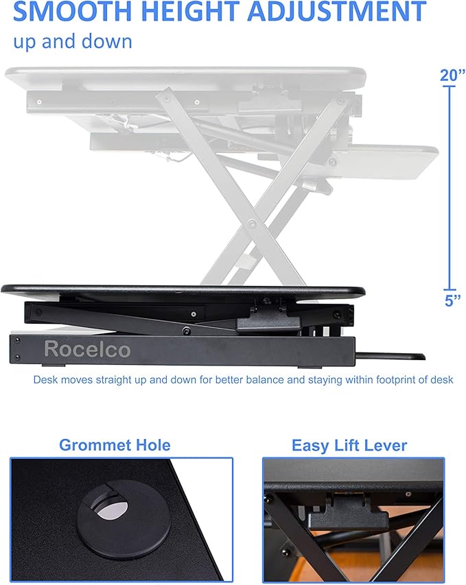 Rocelco 40" Large Height Adjustable Standing Desk Converter — view 2