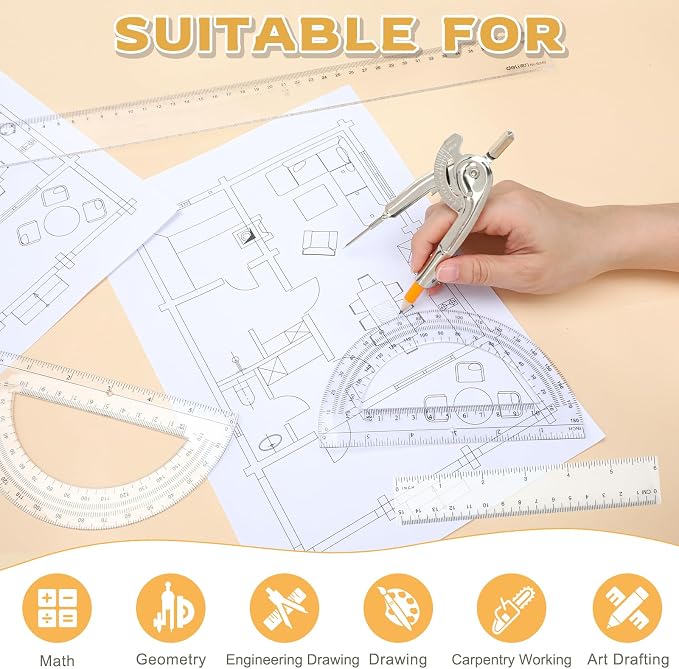 20 Pieces Geometry Math Set Compass — view 4
