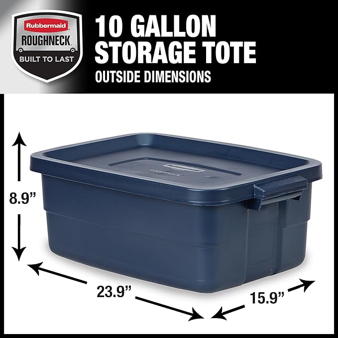Rubbermaid Roughneck Tote 10 Gal, 8 Pack, Made in USA, Dark Indigo Metallic — view 2