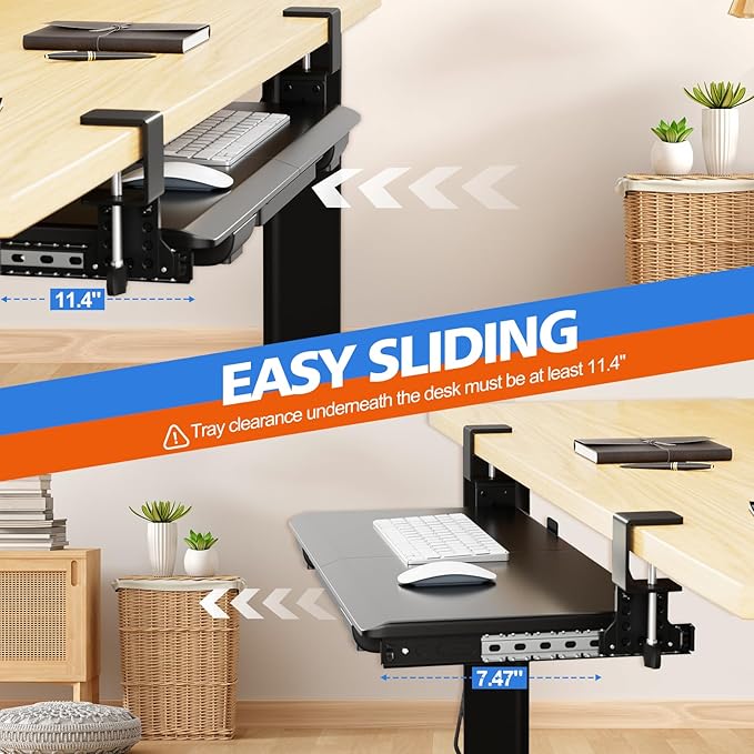 OUKMIC Large Height Adjustable Keyboard Tray — view 7