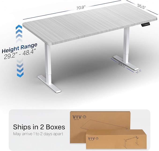 VIVO Electric 71 x 36 in Standing Desk, Memory Height Adjustment, 1B Series — view 3