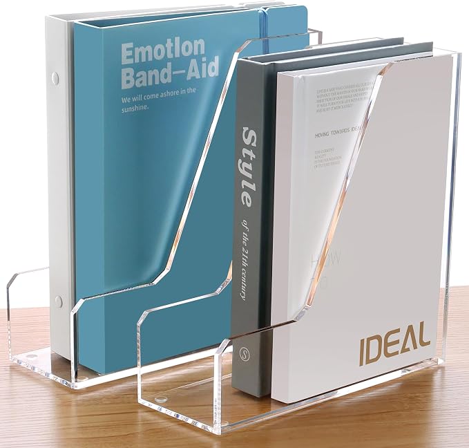 SANRUI 2 Pack Acrylic Magazine File Holder, Vertical File Sorter Holders Desk