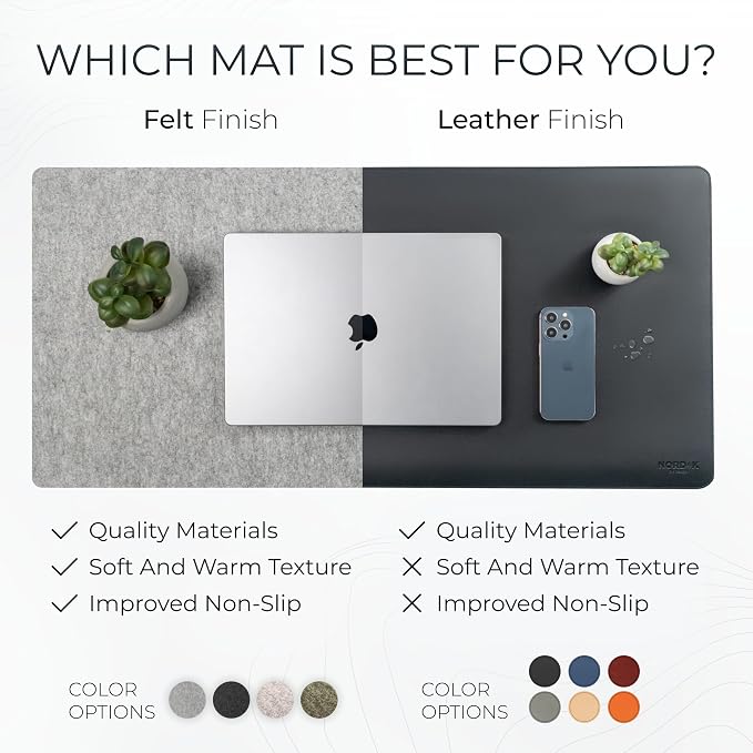 Nordik Large Felt Desk Mat – Timber Moss Green – 35 x 17 inch – Computer Desk — view 7