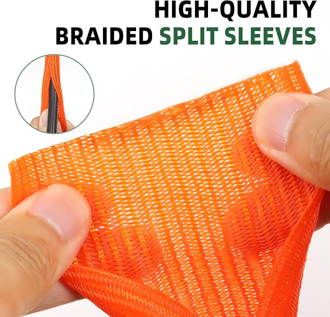 Split Wire Loom Tubing, Cable Protector Sleeve, Braided Cable Management — view 3