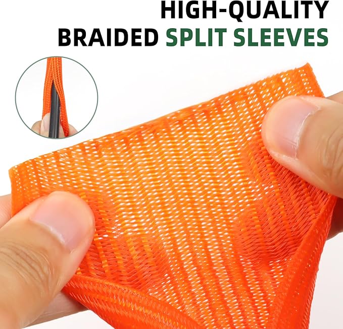 Split Wire Loom Tubing, Cable Protector Sleeve, Braided Cable Management — view 3